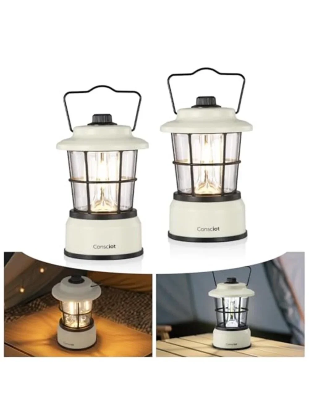 2 Pack Mini Dual Light Sources LED Lantern Battery Powered Lamp